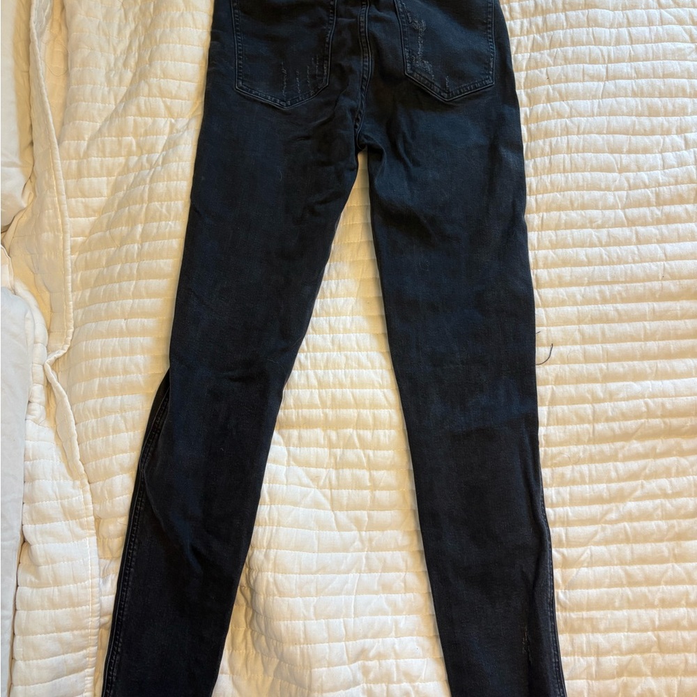 Agolde Ripped Black High Rise Roxanne Skinny Jeans - Picture 2 of 4